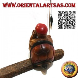 Monkfish with pipe and hand painted teak wood fishing rod (small)