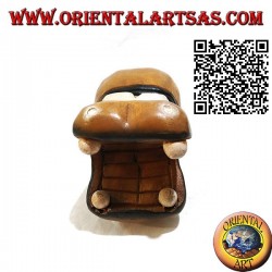 Hand painted sculpture of a hippo, in teak wood (small)