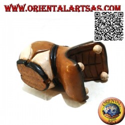 Hand painted sculpture of a hippo, in teak wood (large)