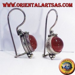 Pendiente con cornalina ronda Bali, plata