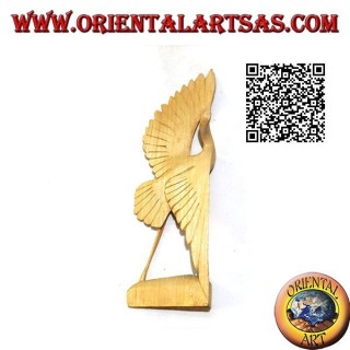Scultura di un fenicottero in apertura alare in legno di ibisco da 22 cm