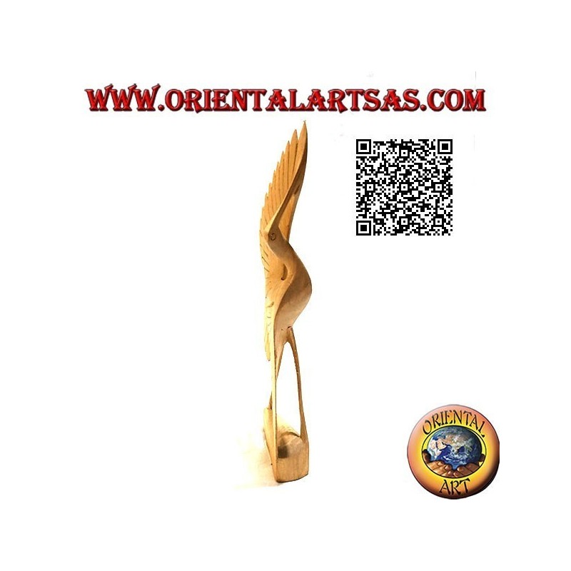 Sculpture of a flamingo with wingspan in 22 cm hibiscus wood