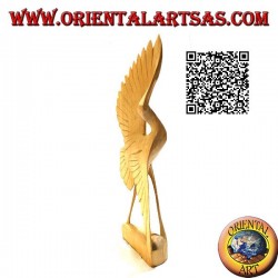 Sculpture d'un flamant rose avec une envergure en bois d'hibiscus 22 cm