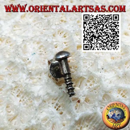 Mini silver earring, the threaded screw