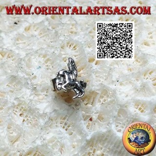 Mini-Silberohrring, Pegasus, das geflügelte Pferd, auf dem linken Profil