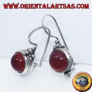 orecchino con corniola tonda Bali , in argento