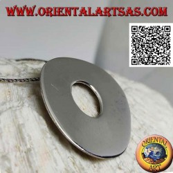 Pendentif en argent lisse en forme de grand disque irrégulier dans le style rock néolithique