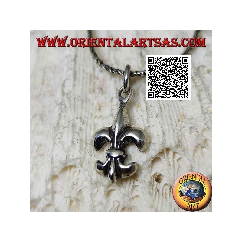 Ciondolo in argento liscio a forma di giglio, una delle quattro figure araldiche (simbolo di Firenze)