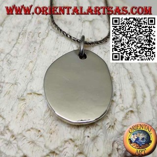 Silver pendant with smooth oval shape medal