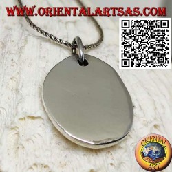 Silver pendant with smooth oval shape medal