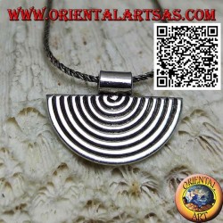 Silver pendant, semicircular lines in the shape of a fan