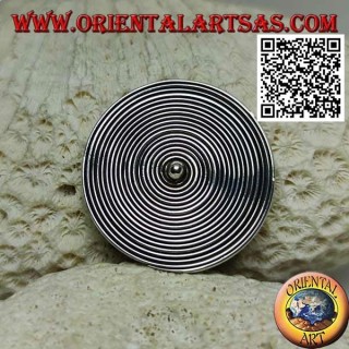 Spilla in argento tonda a spirale con pallina centrale