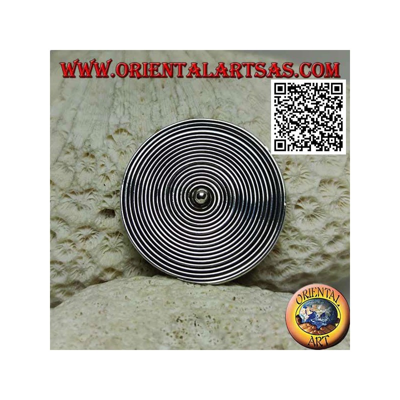 Broche espiral redondo plateado con bola central