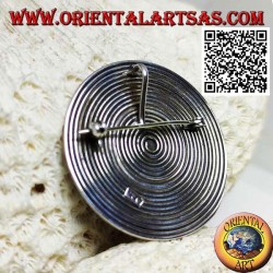Broche espiral redondo plateado con bola central