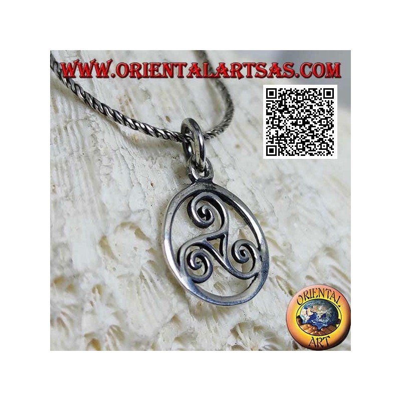 Pendentif en argent en forme de triskèle / triskell dans le cercle cosmique de 15 mm