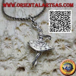 Silver pendant of ballet dancer in tutu in third position