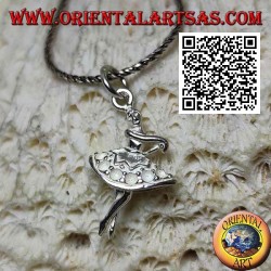 Silver pendant of ballet dancer in tutu in third position