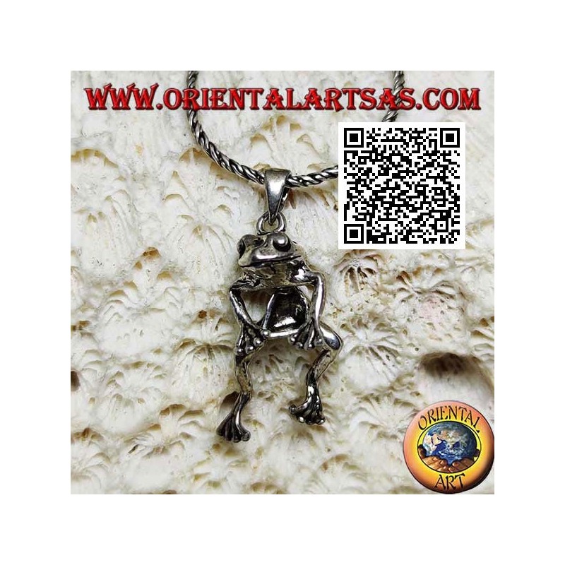 Silver pendant in the shape of a frog jointed on the center
