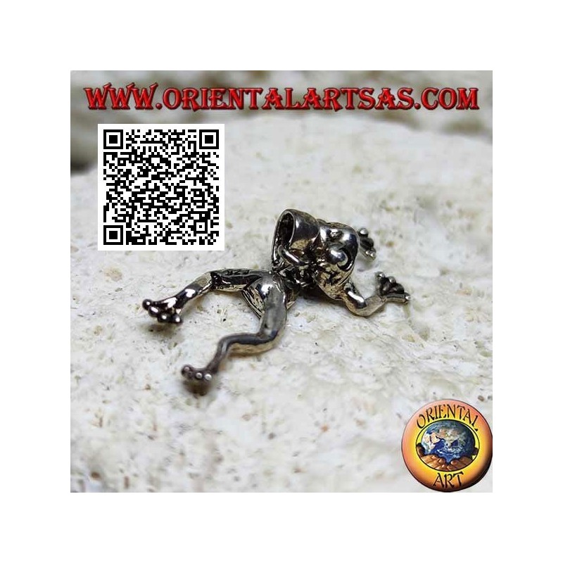 Silver pendant in the shape of a frog jointed on the center