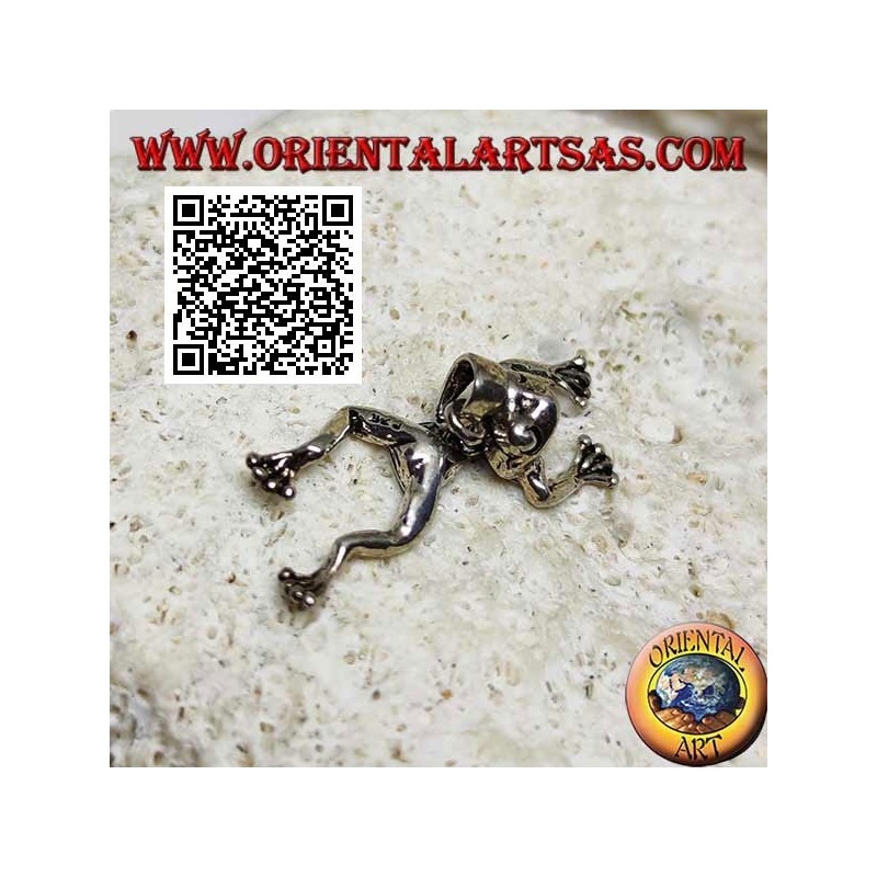 Silver pendant in the shape of a frog jointed on the center