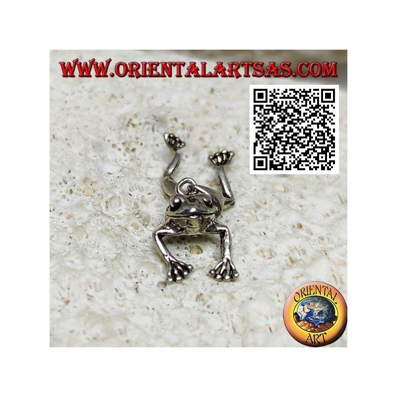 Silver pendant in the shape of a frog jointed on the center