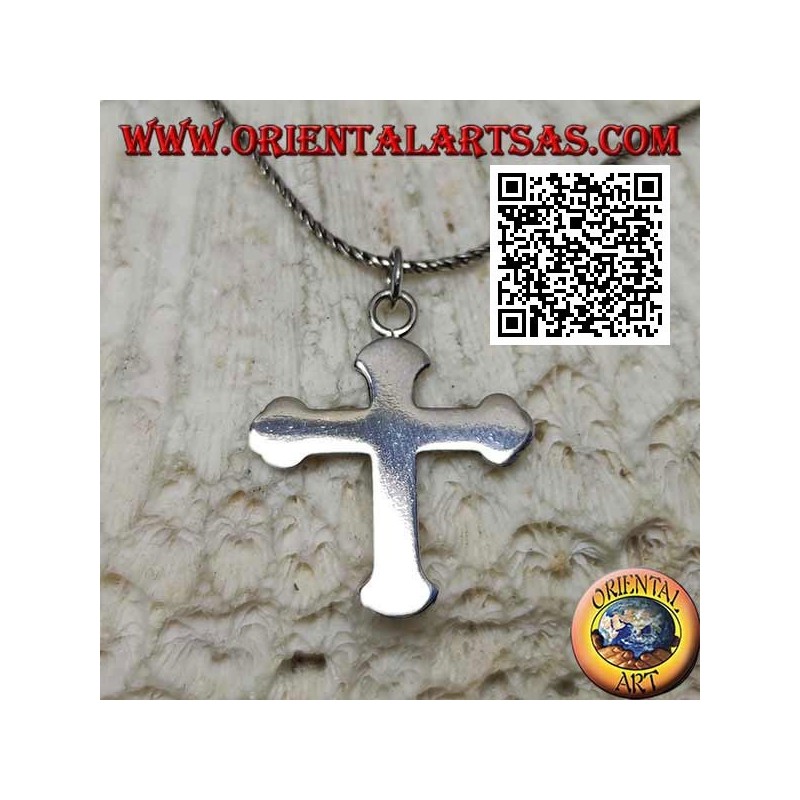 Pendentif croix orthodoxe lisse et plate en argent
