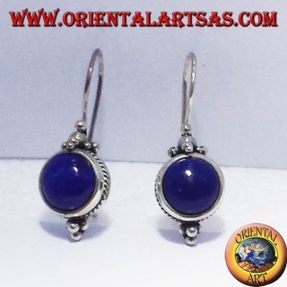 Boucles d'oreilles avec Lapis rondes, argent