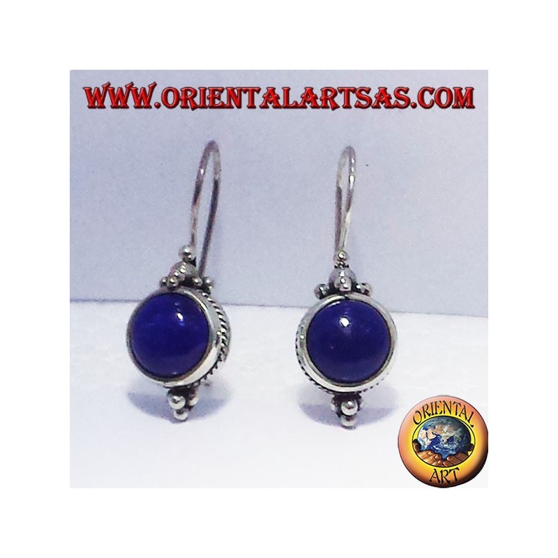 Boucles d'oreilles avec Lapis rondes, argent