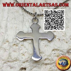 Glatter und flacher orthodoxer Kreuzsilberanhänger