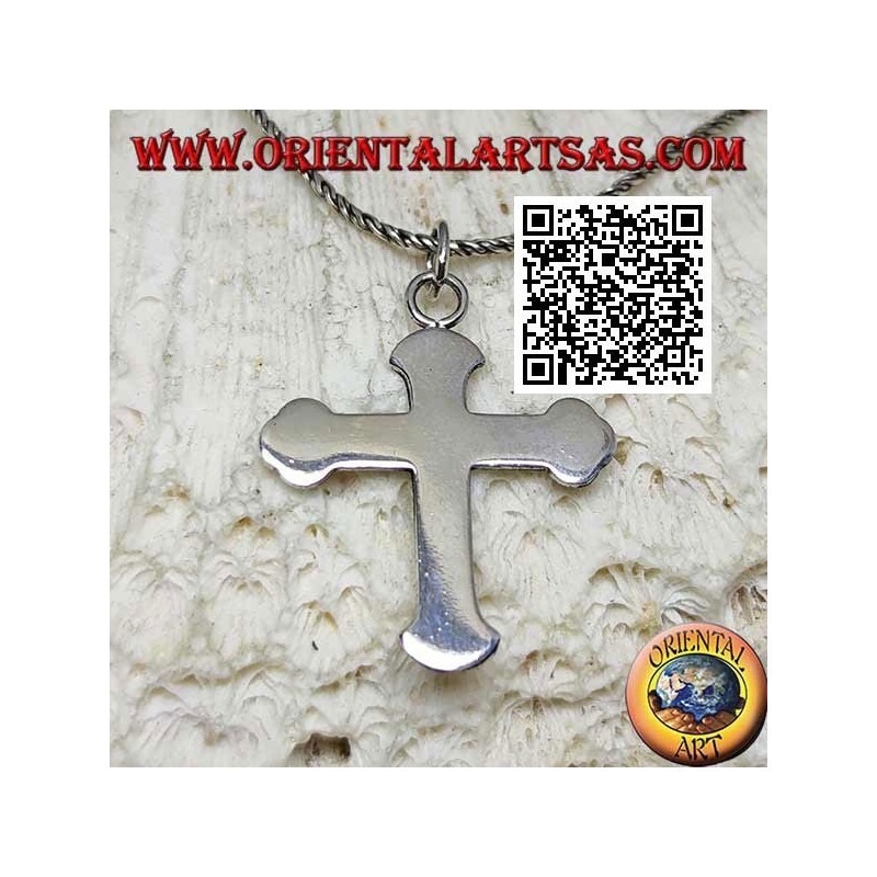Smooth and flat orthodox cross silver pendant