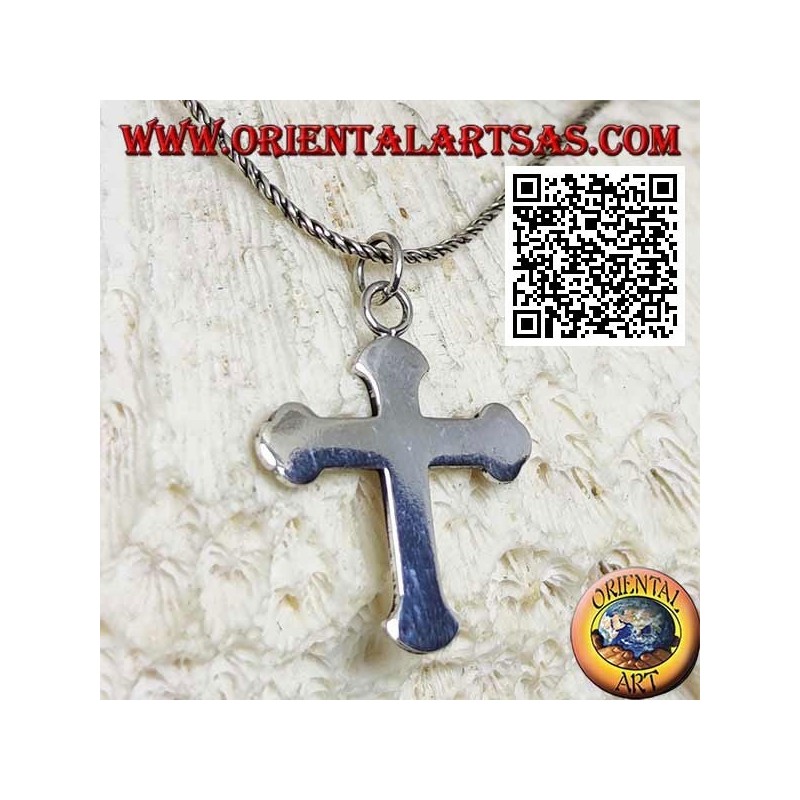 Pendentif croix orthodoxe lisse et plate en argent