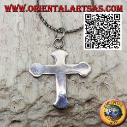Smooth and flat orthodox cross silver pendant