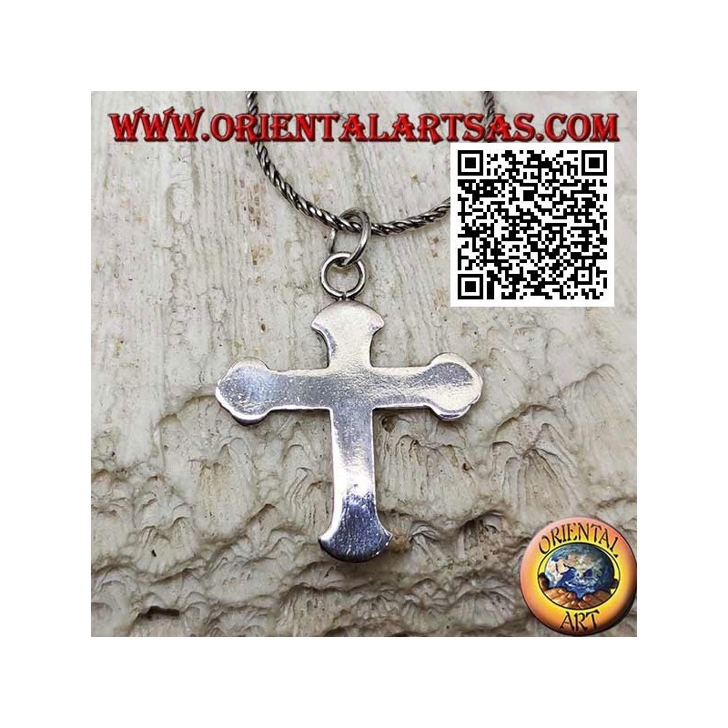 Glatter und flacher orthodoxer Kreuzsilberanhänger