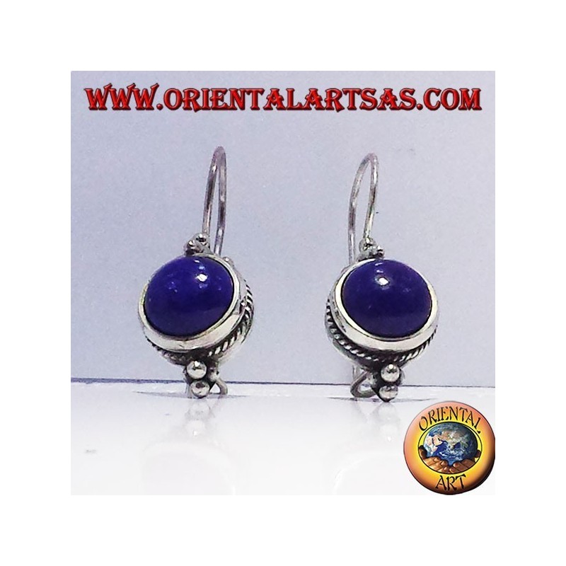 Boucles d'oreilles avec Lapis rondes, argent