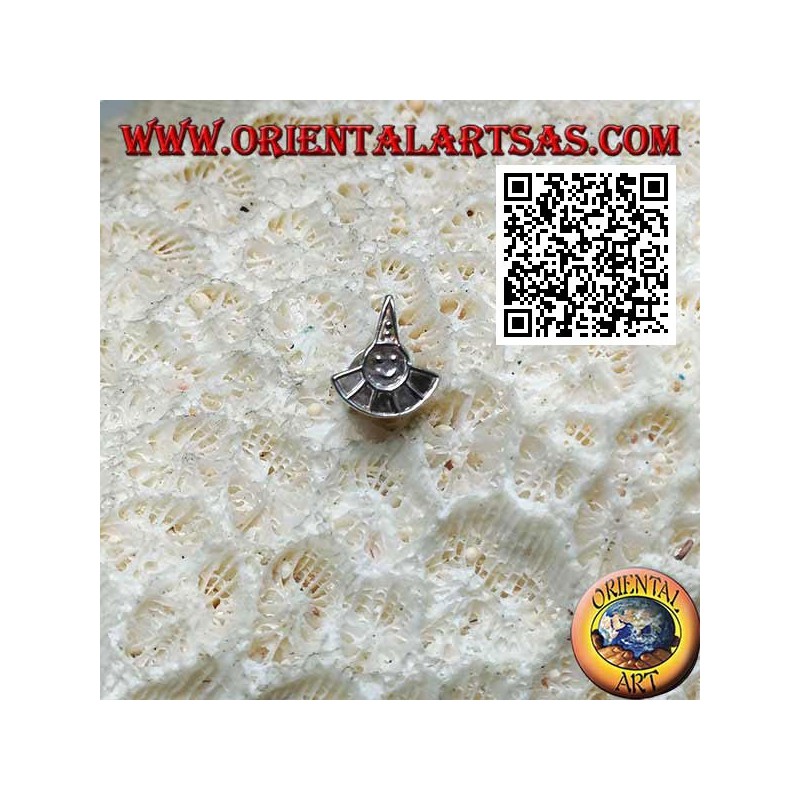 Mini boucle d'oreille en argent, sourire avec chapeau conique et col