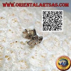 Mini boucle d'oreille en argent, sourire avec chapeau conique et col