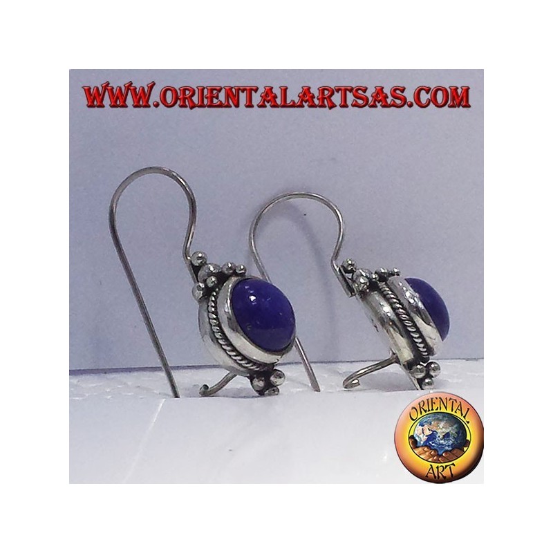 Ohrring mit runden Lapis, Silber