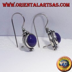 Boucles d'oreilles avec Lapis rondes, argent