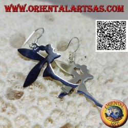 Pendientes colgantes de plata en forma de hada "Tinker Bell" de perfil liso