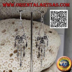 Boucles d'oreilles à levier en argent avec motif ethnique et losanges lisses suspendus