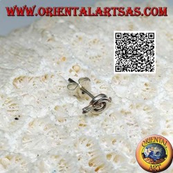 Mini boucle d'oreille en argent, spirale traversée au centre par la flèche