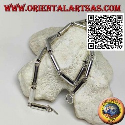 925 ‰ silberne Chokerhalskette, glatte Röhren durch Ringe verbunden