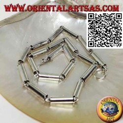 Gargantilla de plata 925 ‰, tubos lisos unidos por anillos