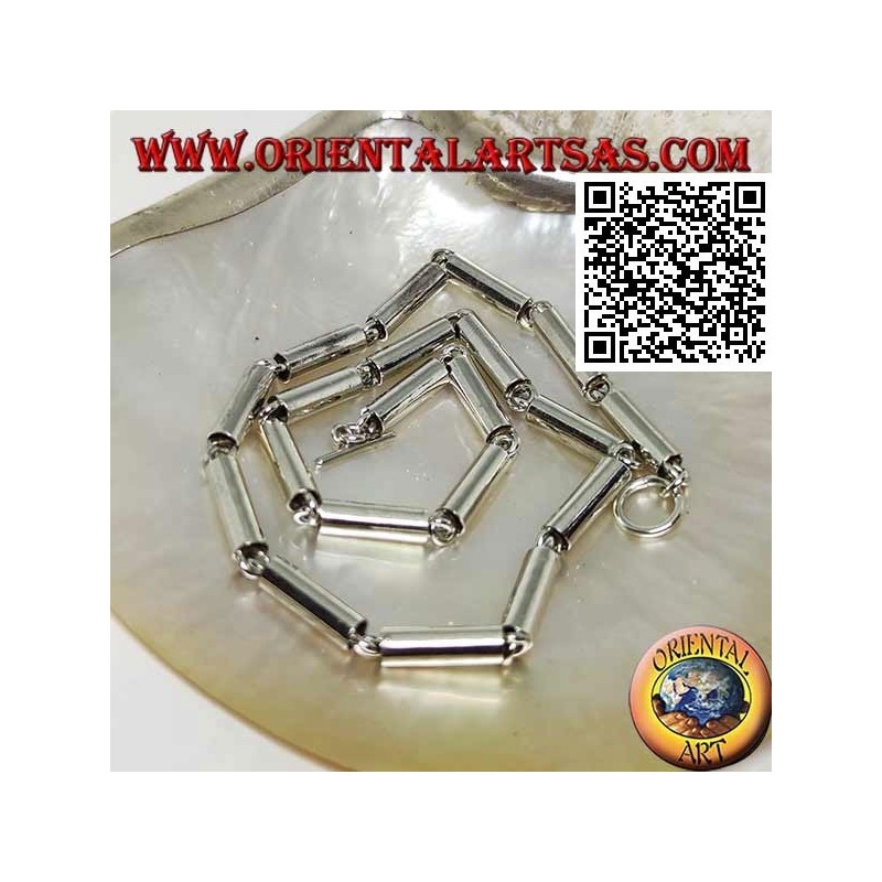 Gargantilla de plata 925 ‰, tubos lisos unidos por anillos