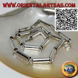 925 ‰ silver choker necklace, smooth tubes joined by rings