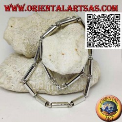 Gargantilla de plata 925 ‰, tubos lisos unidos por anillos
