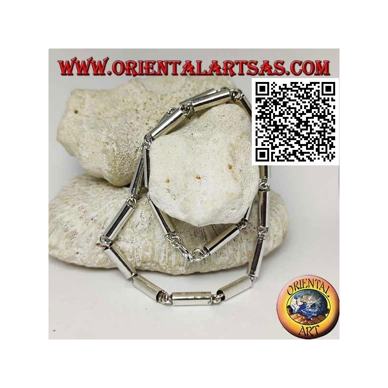 Gargantilla de plata 925 ‰, tubos lisos unidos por anillos
