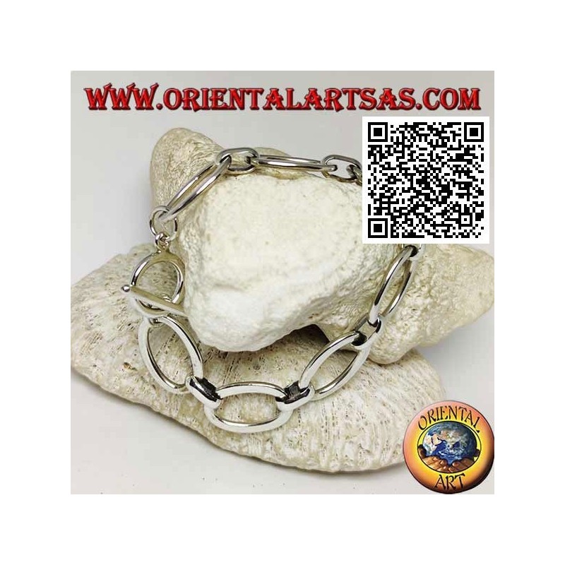 Bracelet en argent tendre dans une chaîne de grands anneaux ovales