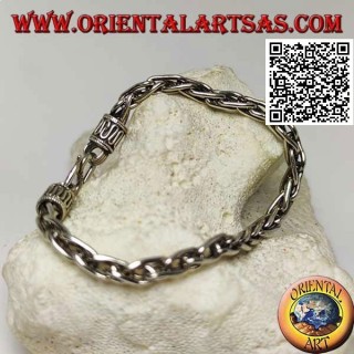 Silver woven mesh bracelet with 20.5cm x 5mm serpentine hook