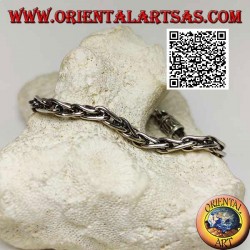 Bracciale in argento a maglia intrecciata con gancio a serpentina da 20,5 cm x 5 mm